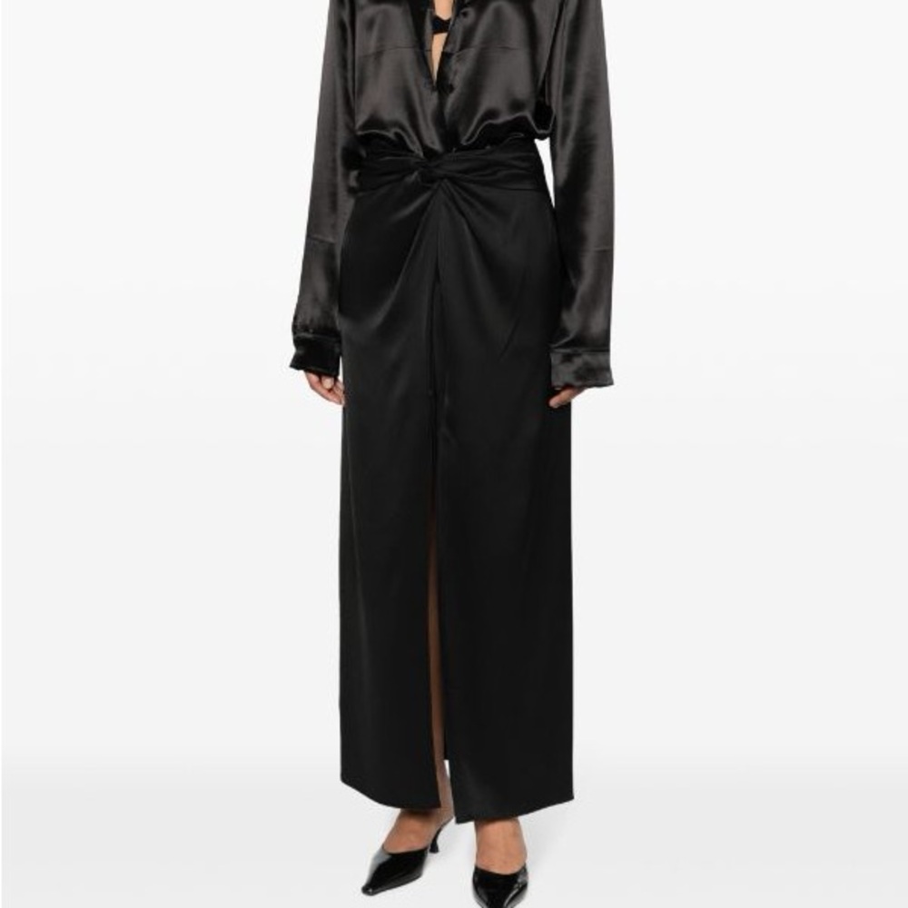 Nanushka Heida satin wrap maxi skirt